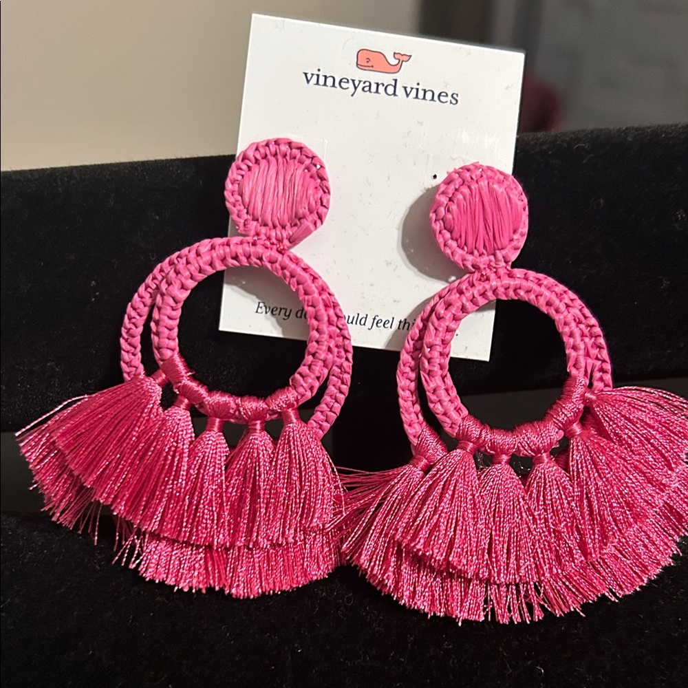 Vineyard Vines Fuchsia Tassel Earrings